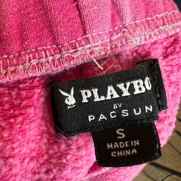 Playboy by Pacsun Rhinestone Bunny Sweat Shorts size Small Pink Tie Dye - Picture 6 of 6